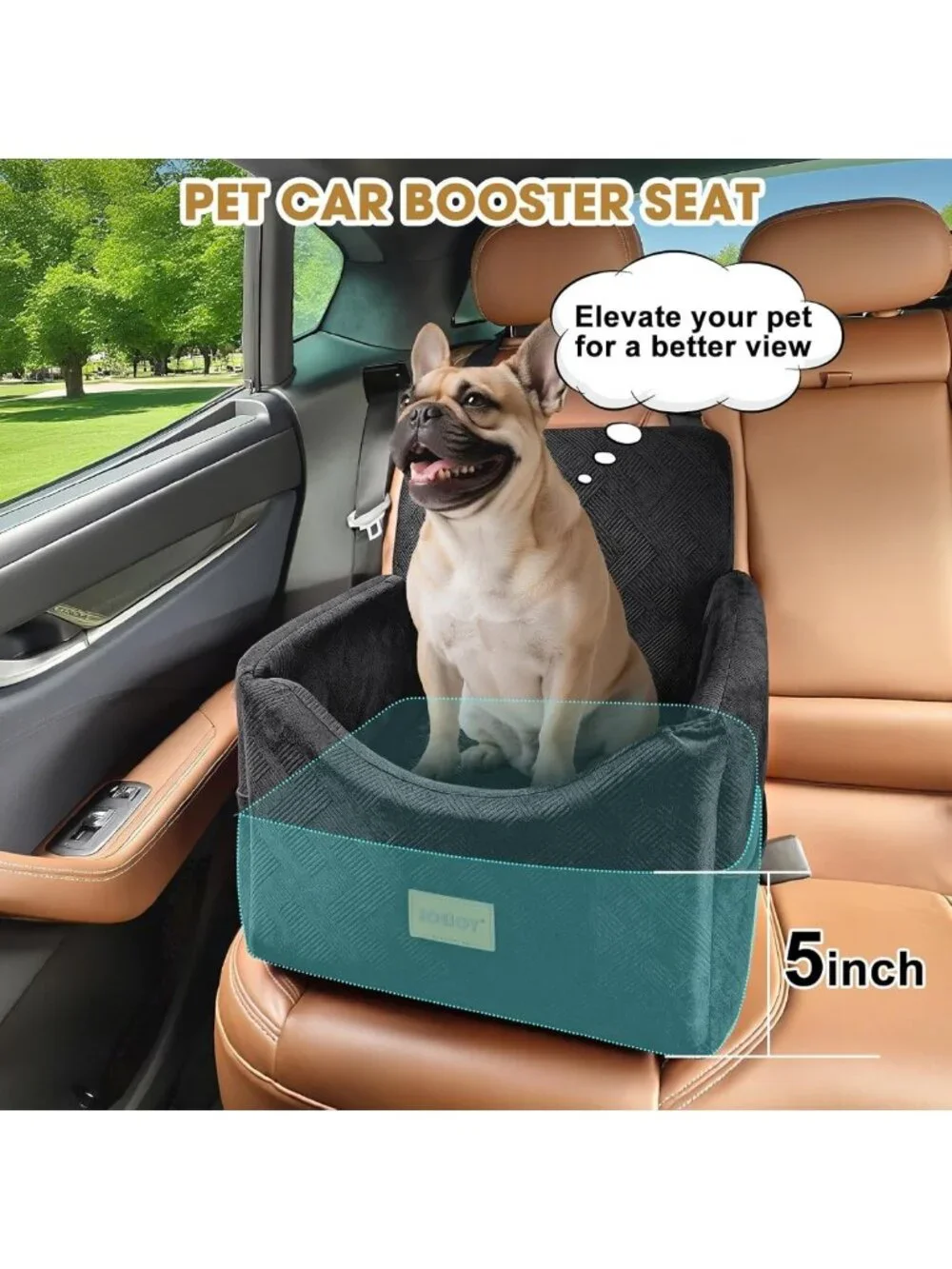 Cozy Dog Car Seat for Small to Medium Pets, Washable Cover, Memory Foam, Safety